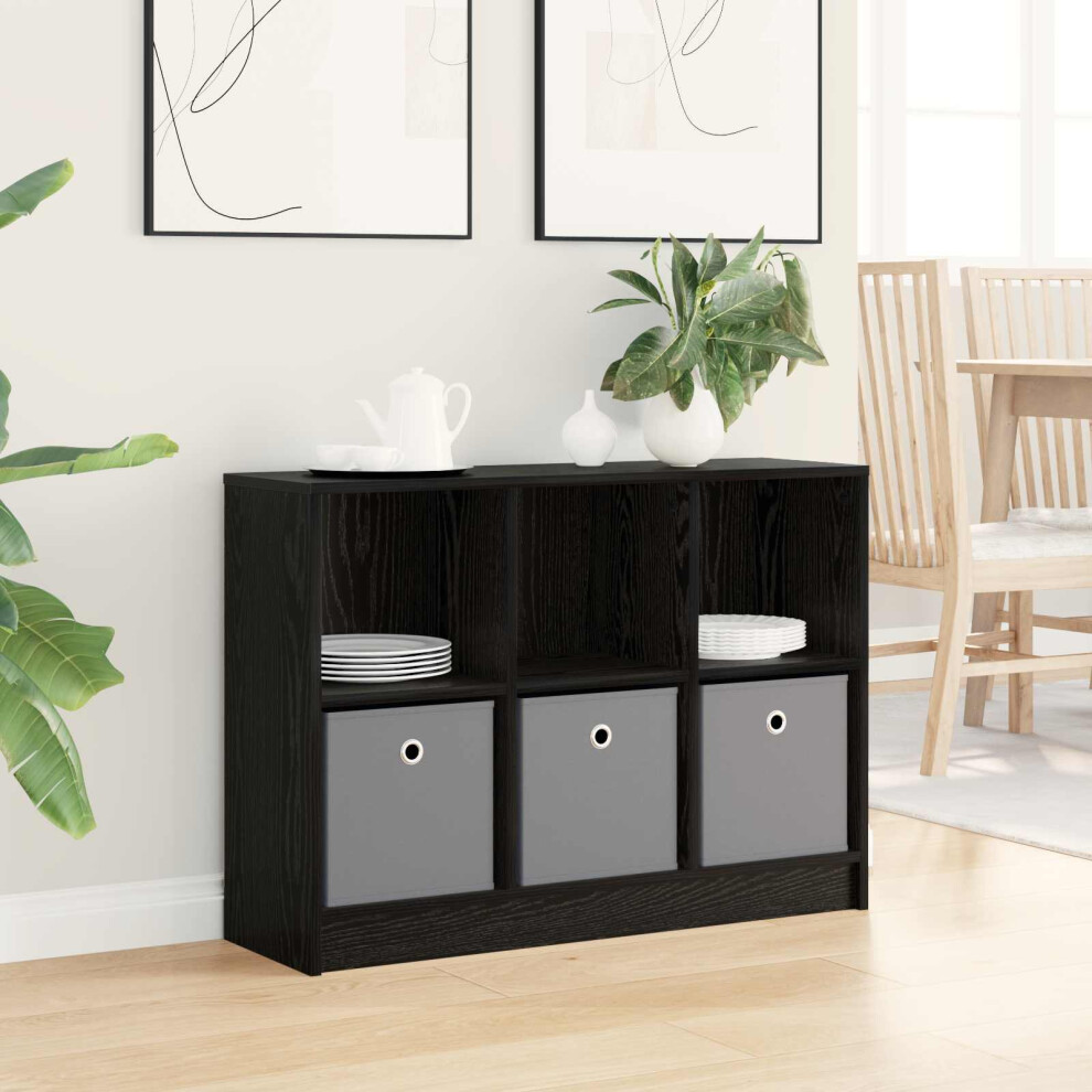 Vidaxl Sideboard With Drawer Oak 88.5 X 27.5 X 63.5 Cm Black