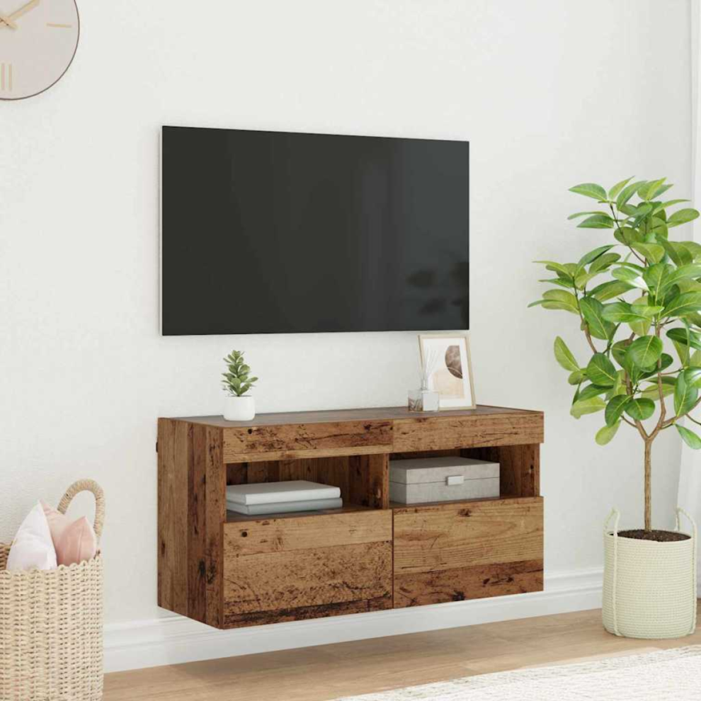 Vidaxl Tv Wall Cabinet Old Wood 80 X 30 X 40 Cm Engineered Wood