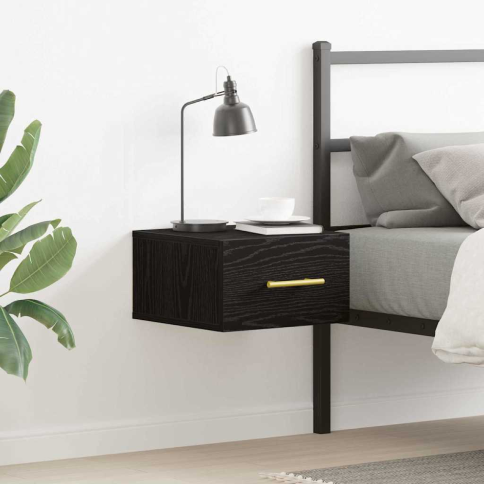 Vidaxl Bedside Cabinet Black Oak 35 X 35 X 20 Cm Engineered Wood