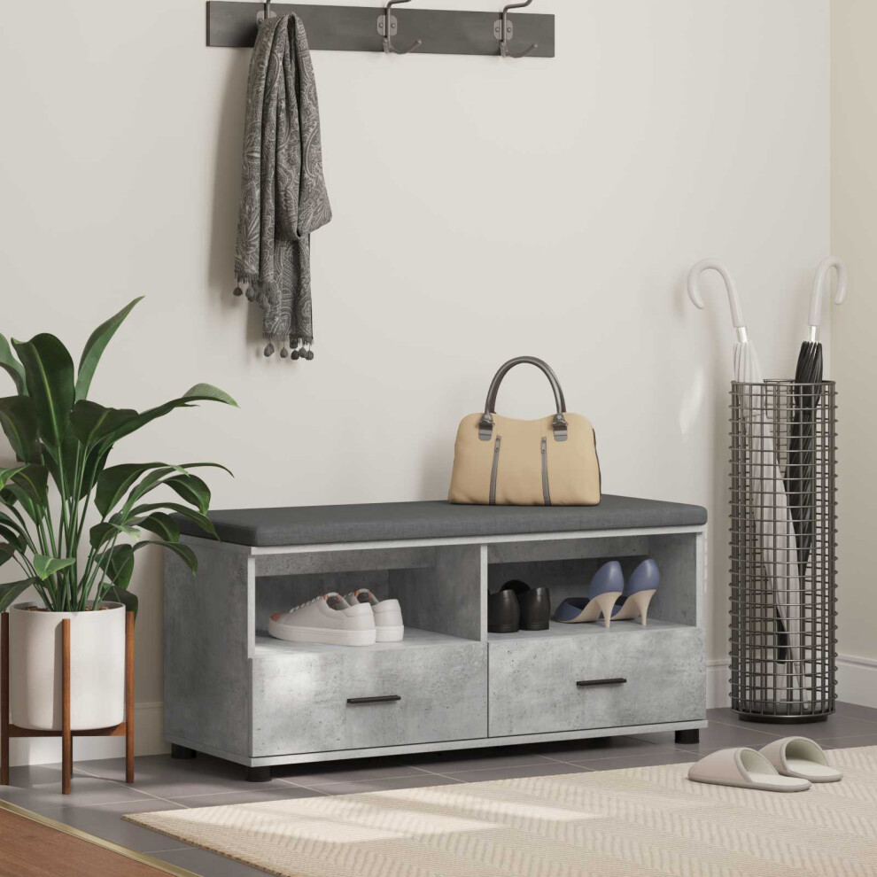 Vidaxl Hall Bench With Cushion Concrete 100 X 38 X 46 Cm Grey