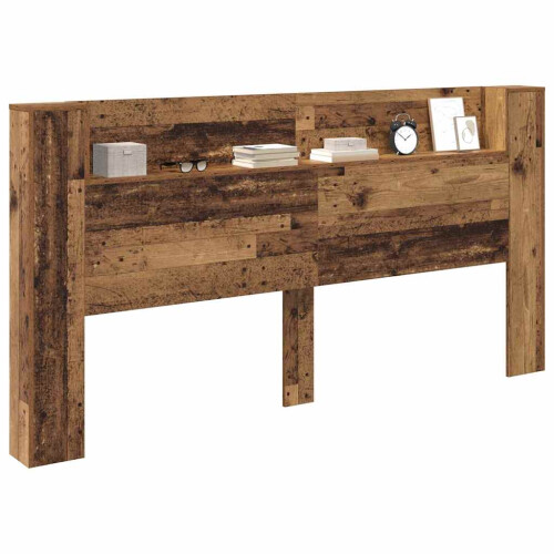 VidaXL vidaXL Storage Headboard with LED Old Wood Engineered Wood 2