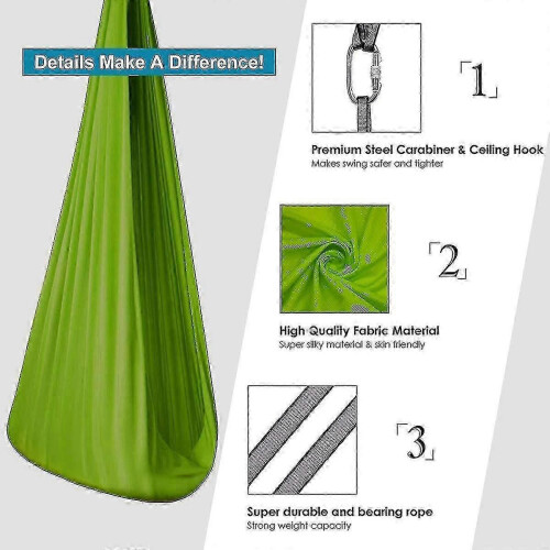 (100*280CM, Green) Indoor Therapy Swing For Kids,soft Hammock Swing With Special Needs 1