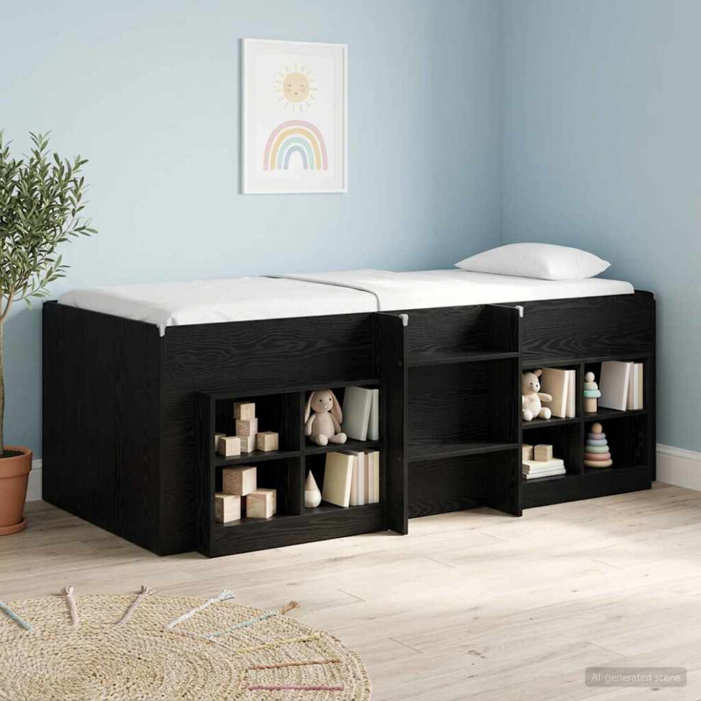 Vidaxl Kids'high Bed Frame 2 Pcs Oak 98.5 X 200 Cm Black