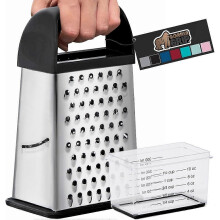 XL 4-Sided Cheese Grater with Container, 100% BPA-Free Stainless Steel Box