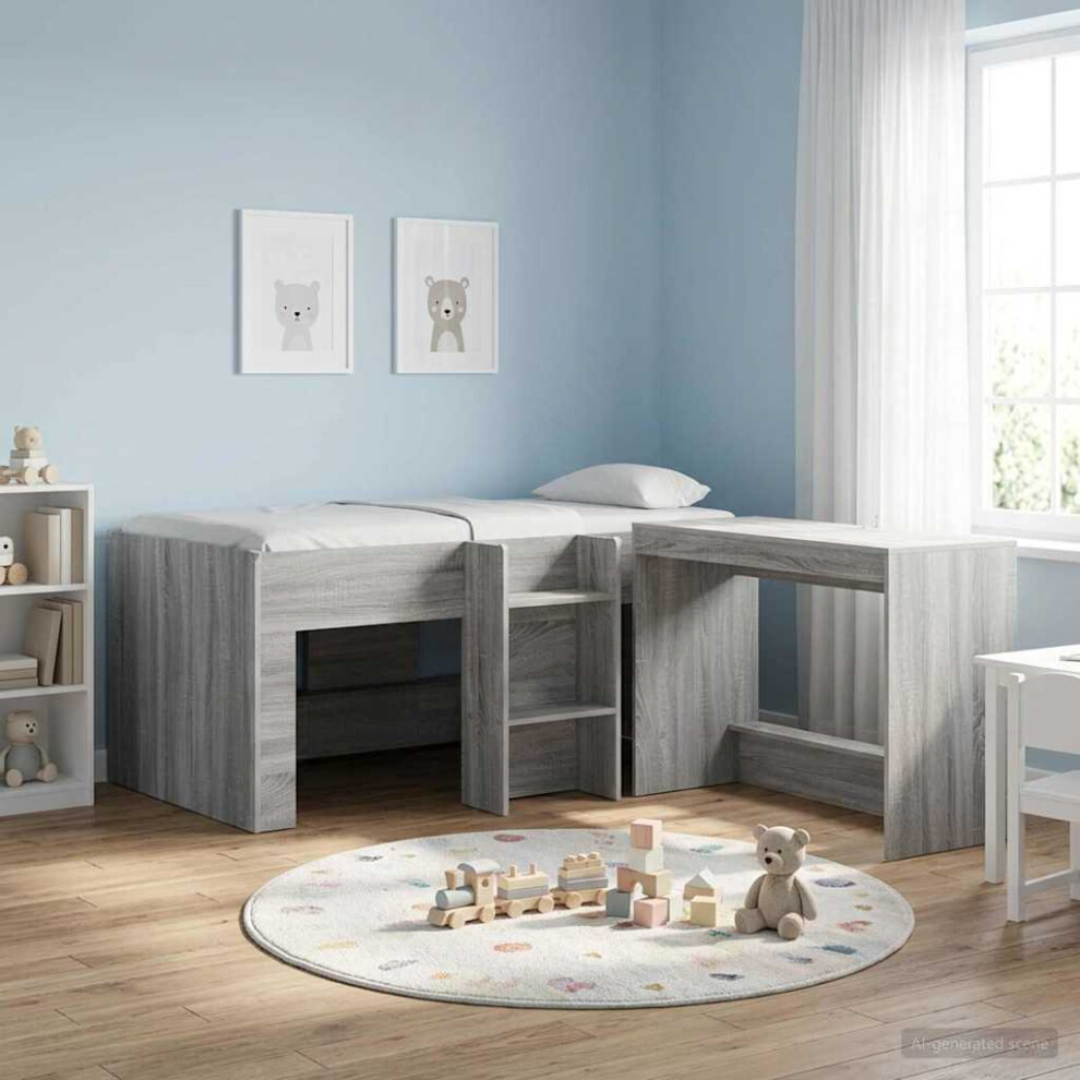 Vidaxl Kids'high Bed Frame 2 Pcs Sonoma 163 X 101.1 X 68.5 Cm Grey