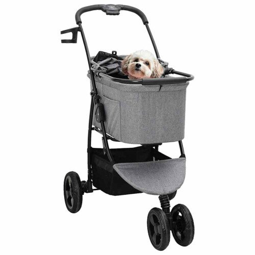 VidaXL vidaXL Folding Pet Stroller Adjustable Grey 78 x 54 x 101 cm Polyester 1
