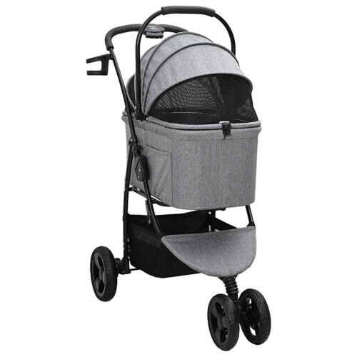 VidaXL vidaXL Folding Pet Stroller Adjustable Grey 78 x 54 x 101 cm Polyester 2