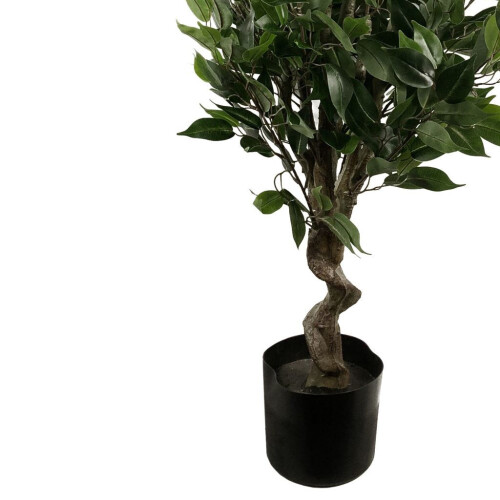 Leaf 110cm Artificial Evergreen Ficus Tree Gold Curve Planter 2