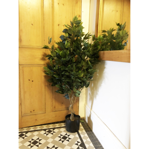 Leaf 110cm Leaf Realistic Artificial Ficus Tree / Plant  Copper Curve Planter 1
