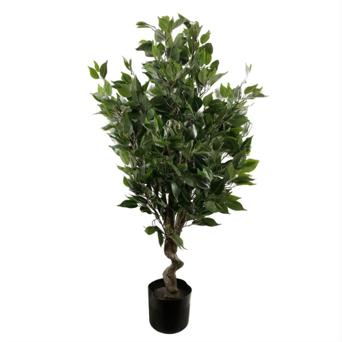 Leaf 110cm Leaf Realistic Artificial Ficus Tree / Plant  Copper Curve Planter 2