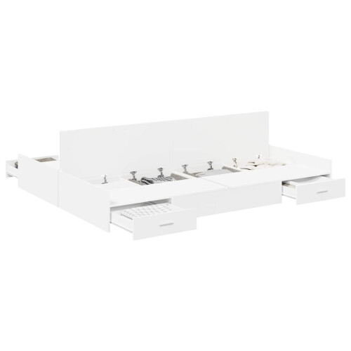 VidaXL vidaXL Storage Bed Frame White 135 x 190 cm Engineered Wood 1