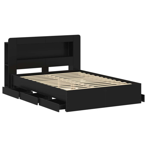 VidaXL vidaXL Bed Frame with Storage Black 150 x 200 cm Engineered Wood 2