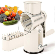 Rotary Cheese Grater with Handle Vegetable Shredder with 5 Interchangeable