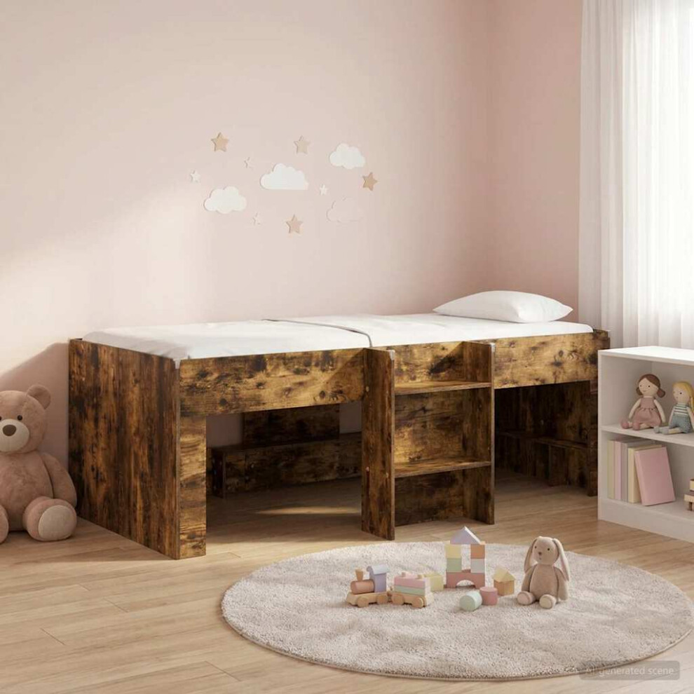 Vidaxl Kids'high Bed Frame 2 Pcs Smoked Oak 90 X 190 Cm