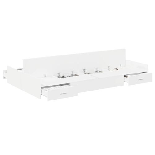 VidaXL vidaXL Storage Bed Frame White 120 x 190 cm Engineered Wood 1