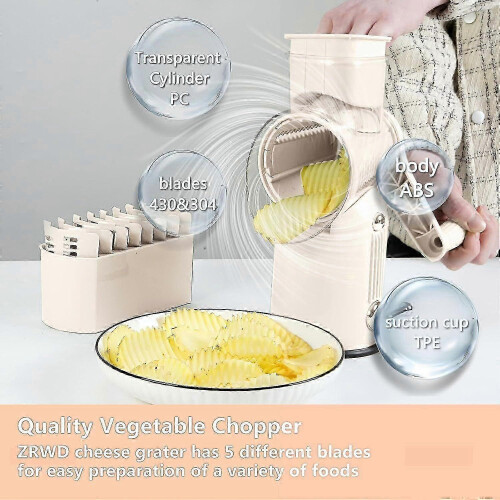 Rotary Cheese Grater with Handle Vegetable Shredder with 5 Interchangeable 2