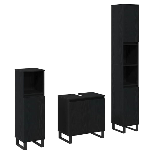VidaXL vidaXL Badezimmermöbel-Set 3 stk. Schwarz Eichen-Optik 1