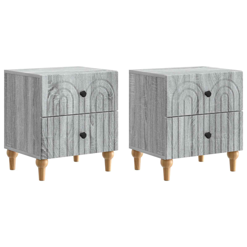 Vidaxl Bedside Cabinet With Drawer 2 Pcs Sonoma 43 X 34.5 X 48 Cm Grey