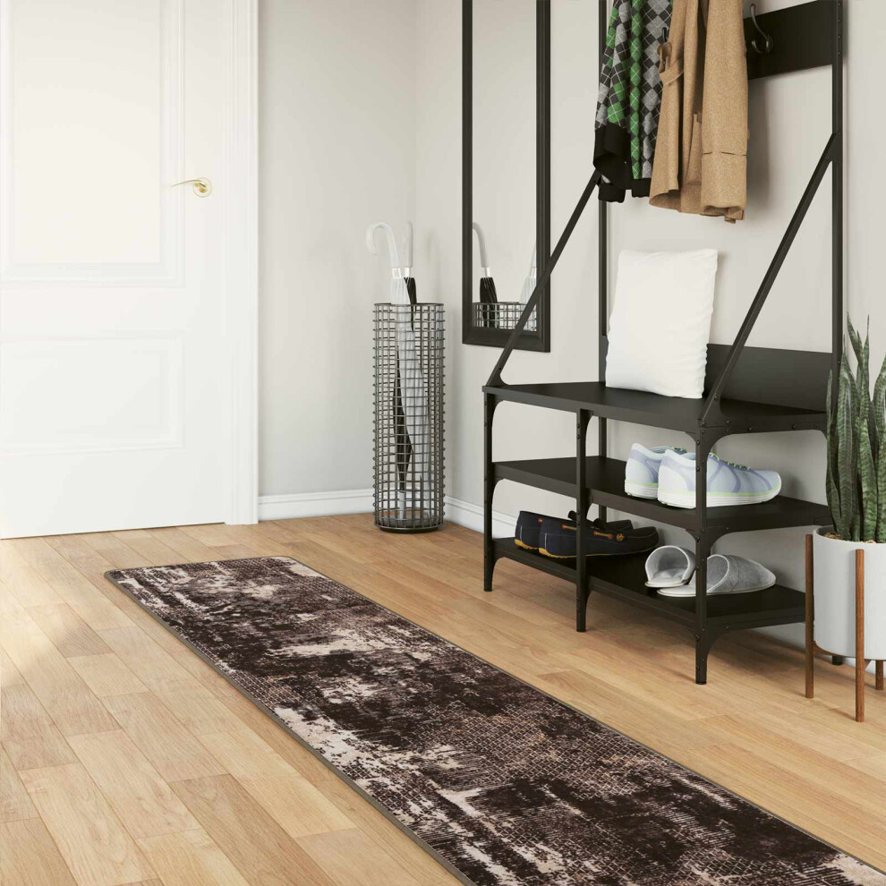 Vidaxl Rug Runner Marsa 50 X 250 Cm Polyester And Pvc Black