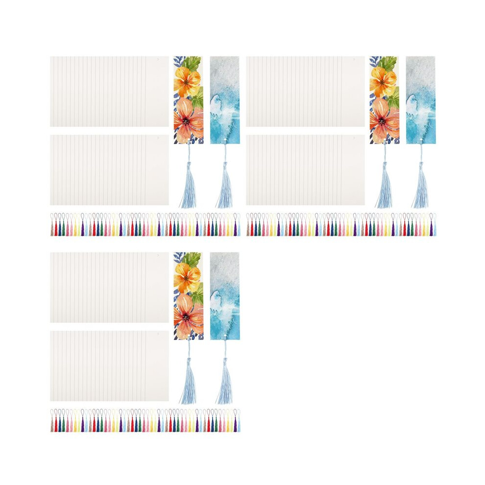 150X Watercolor Paper Blank Bookmarks With Colorful Tassels Diy Book Marks Kit,Bookmark Pad For Diy Classroom 4713530981379
