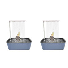 2X Bird Shower Tub Automatic Bath Pet Circulating Water Bath Tub Pet Bird Bath Accessories