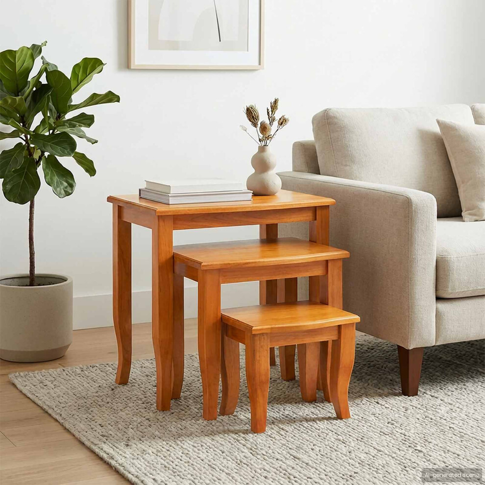 Vidaxl Nesting Side Tables 3 Pcs Natural Solid Mahogany Wood Brown