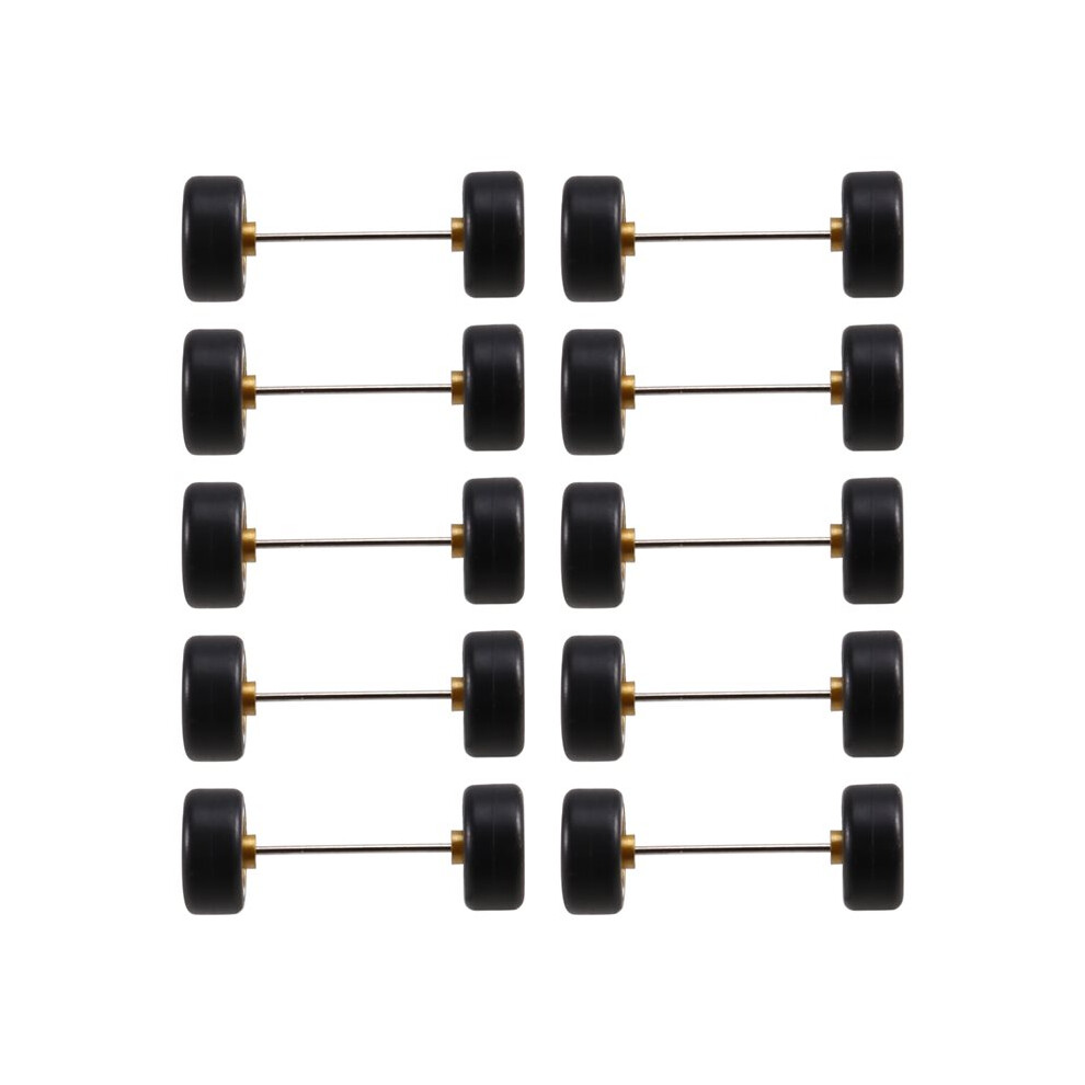 10Pair 1/64 Wheels And Tires 11Mm Rubber Tyres Rims Ce28 Lmr Fuchs Parts For 1:64 Hw Diecast Car Models Black/Golden 4714146556029