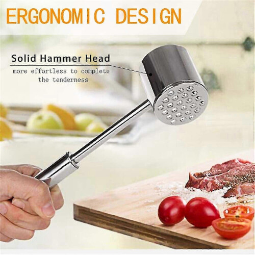 Stainless Steel Meat Tenderizer, Kitchen Meat Hammer Masher 2