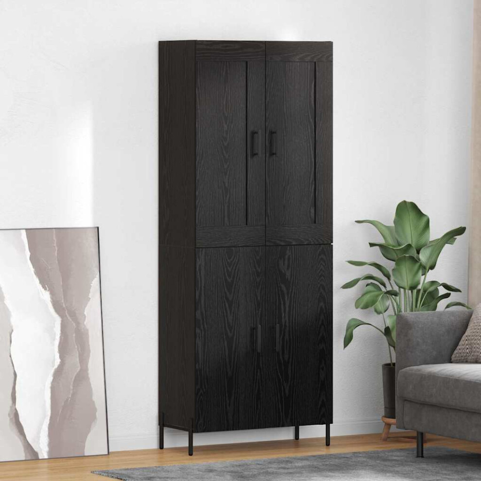 Vidaxl Highboard 2 Pcs Black Oak Engineered Wood