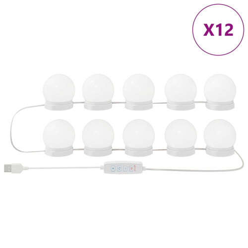 VidaXL vidaXL Mirror Lights 12 pcs White 4.5 x 4.5 x 4.8 cm Plastic 1