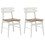 VidaXL vidaXL Dining Chair 2 pcs White and Natural Solid Rubber Wood 2