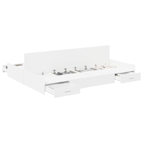 VidaXL vidaXL Storage Bed Frame White 140 x 200 cm Engineered Wood 1