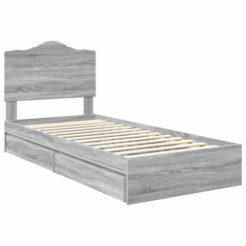 VidaXL vidaXL Storage Bed Grey Sonoma 100 x 200 cm Engineered Wood 1