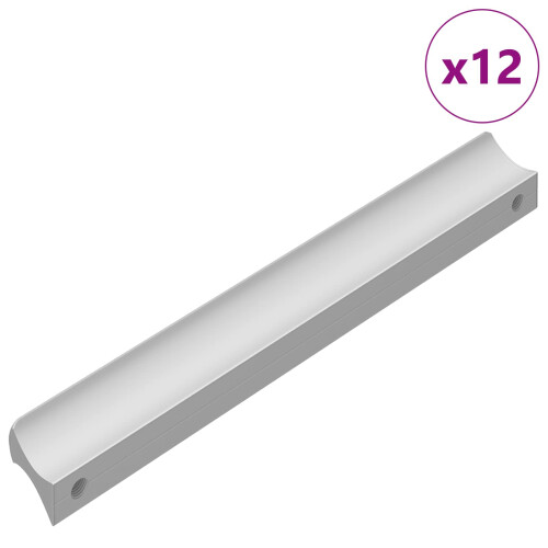 VidaXL vidaXL Handle Plain 12 pcs Silver 105.7 x 7.4 x 15.5 mm Aluminium 1