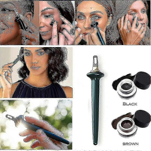 (green) Eyeliner Brush Tool Waterproof Sweatproof Silicone Makeup Eyeliner Guide Long Lasting Reusable 2