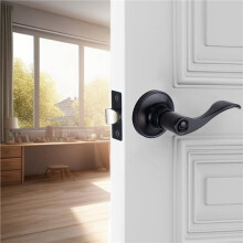 2X Klassischer, Wendbarer Türgriff im Wellenstil, Mattschwarz, für Innentüren in Schlafzimmer, Badezimmer und Kleiderschrank