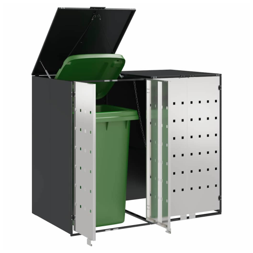 VidaXL vidaXL Wagenmüllbehälter für 2 Behälter Edelstahl Anthrazit 2