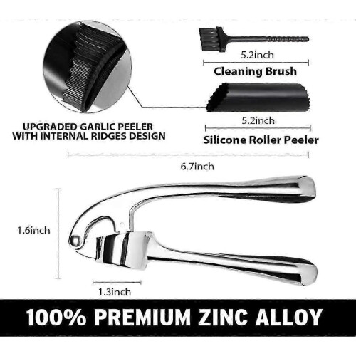 Premium Kitchen Garlic Press Set - Soft, Easy-Squeeze Sturdy Handle with Silicone Garlic P 1