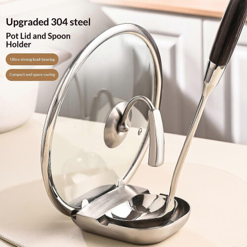 304 Stainless Steel Spoon Rest Pot Lid Holder Multi-function Kitchen Utensil Organizer 1