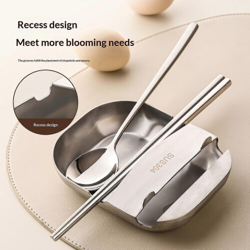 304 Stainless Steel Spoon Rest Pot Lid Holder Multi-function Kitchen Utensil Organizer 2