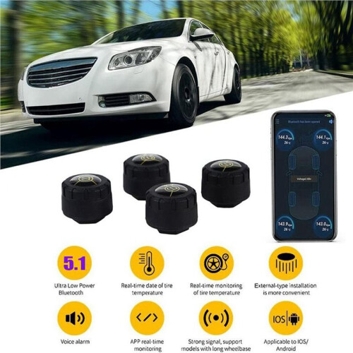 8 Externa Sensorer för Motorcykel TPMS  5.1 för Android/IOS Däcktrycksövervakning