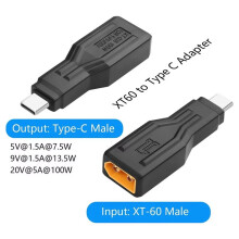 10X Adattatore XT60 A USB C, Accumulo di Energia, XT60 Maschio A Tipo C Maschio, Connettore di Ricarica da 100 W A 20 V per Laptop, Robot