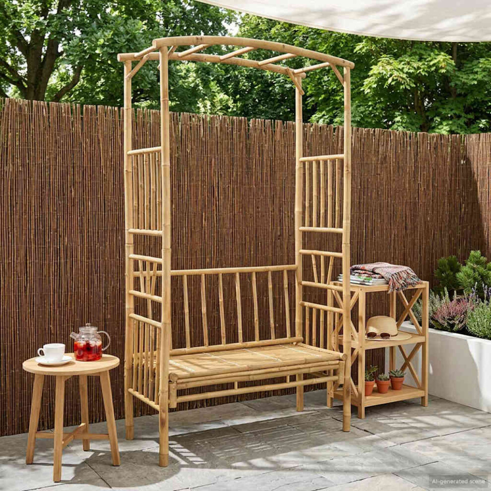 Vidaxl Garden Arch With Bench Natural 115 X 50 X 205 Cm Bamboo