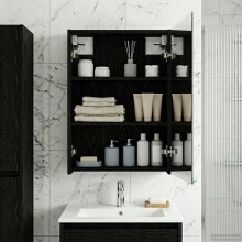 vidaXL Bathroom Mirror Cabinet with Shelf Black Oak 43 x 16 x 62.5 cm