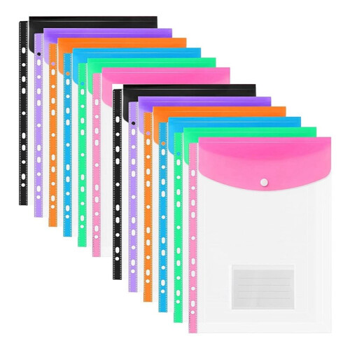 A4 Plastic Wallets, 24 Pack Expandable Document Files with Button for School, Office, Home, Travel 1