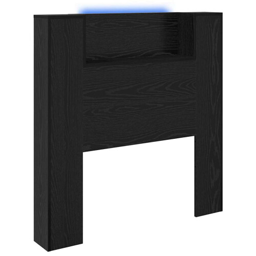 VidaXL vidaXL Storage Headboard with LED Black Oak Engineered Wood 1