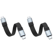 2X Cavo Dati USB4 Dual Type-C A Piena Funzionalità, Power Bank da 80 Gbps, Linea Corta, Ricarica Rapida PD240W, Intrecciato da 15 cm