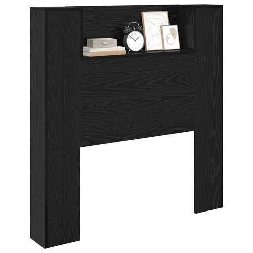 VidaXL vidaXL Storage Headboard with LED Black Oak Engineered Wood 2