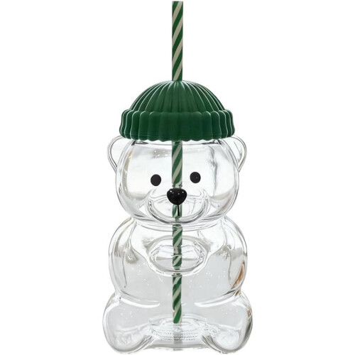 Bear Straw Cup - Cute Bear Glass Cup with Straw 19oz, Cute Mugs, 2pc Large 2