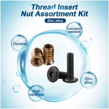 M6 X 15mm Threaded Inserts Nuts and M6 X 20mm Flat Socket Screws 200-Piece Set for Furniture Assembly
